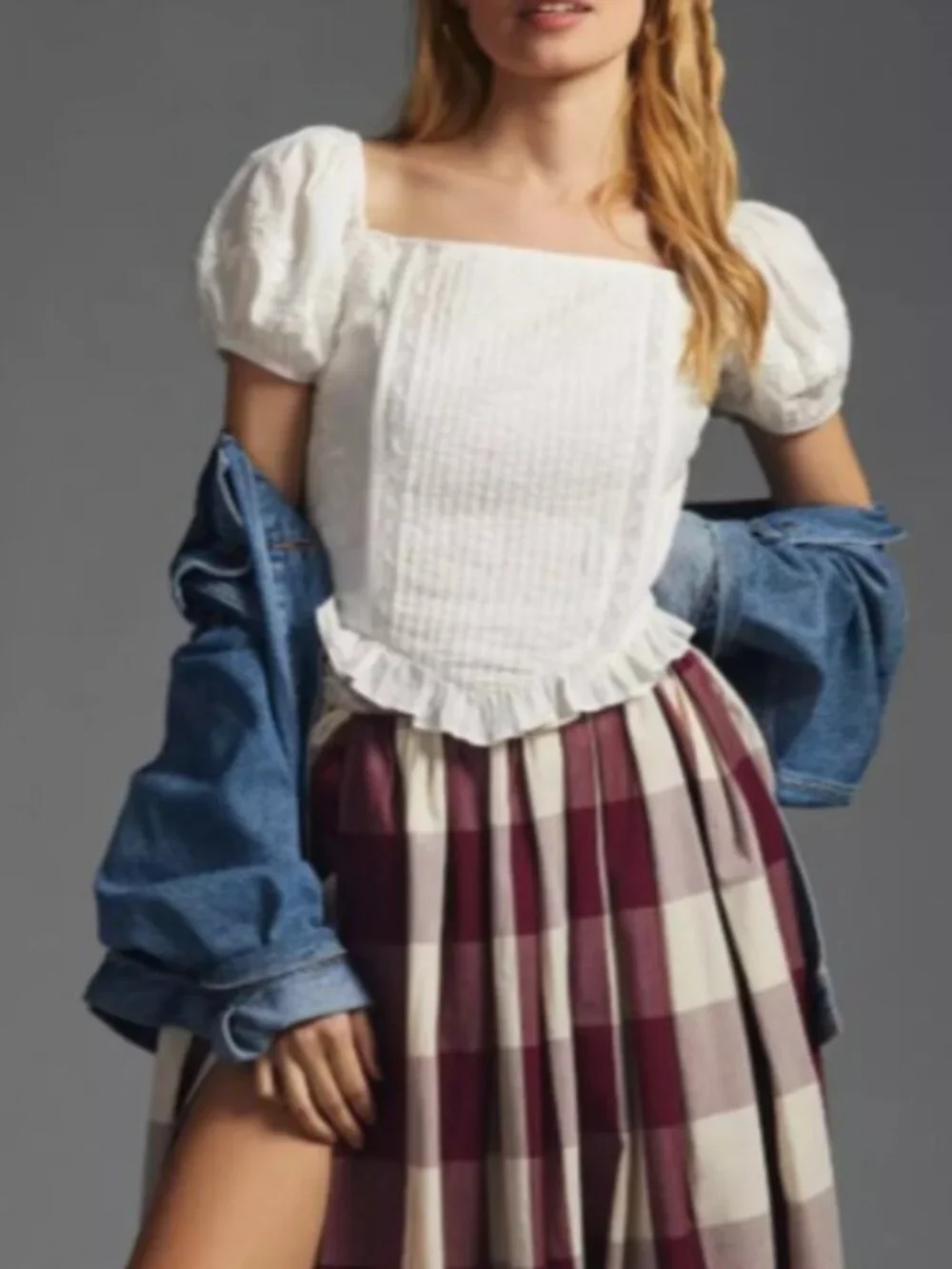 LoveShackFancy Breonna Top White Embroidered Puff Sleeve Blouse NWT Size 10